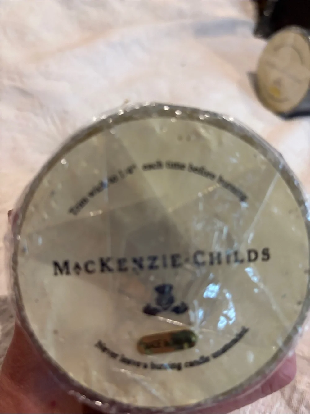 Lot of Two NEW MacKenzie-Childs Tartan Pillar Candles
